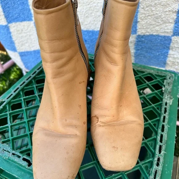 LoQ Nubuck Tan Leather Ankle Boots - Women's Stylish Zip-Up Boots - Picture 3 of 7